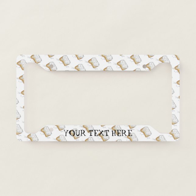 Sugary New Orleans Beignet Pastry Louisiana NOLA License Plate Frame (Front)
