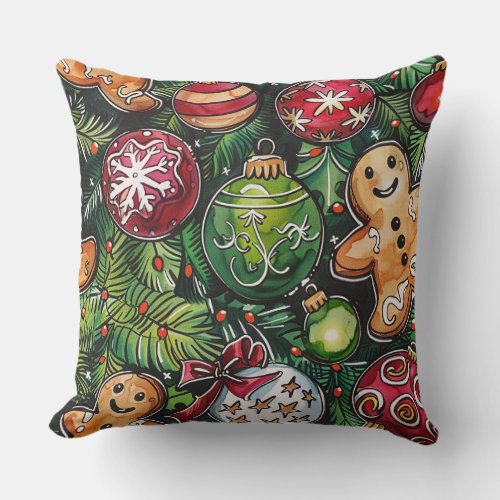 Sugary Sparkle Delight Christmas  Throw Pillow