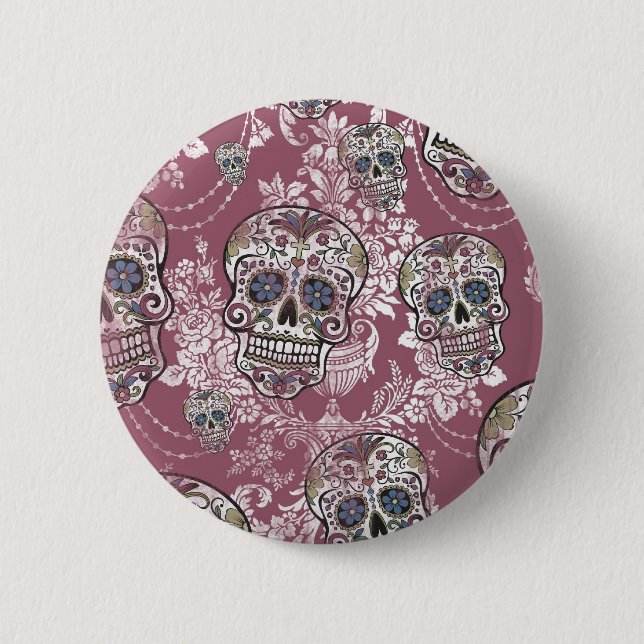 Sugary Sweet Mellow Sugar Skull. Button (Front)