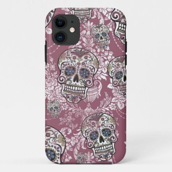 Sugary Sweet Mellow Sugar Skull. Iphone 11 Case by KPattersonDesign at Zazzle