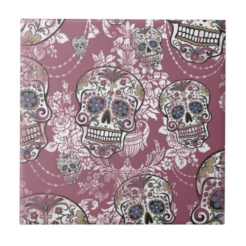 Sugary Sweet Mellow Sugar Skull Tile