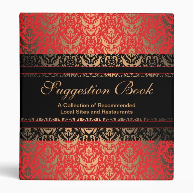Suggestion Recommendation Book for Hotel or B&B Binder (Front)