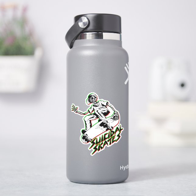 Suicidal Skates Red Green - 4" Kiss Cut Vinyl Sticker (HydroFlask)