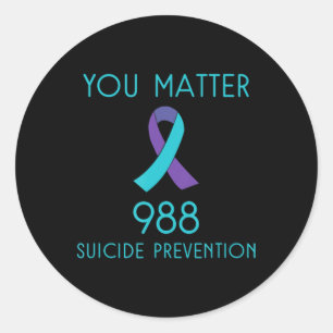 Suicide Awareness - 988  - Suicide Prevention 988  Classic Round Sticker