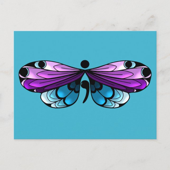 Suicide Awareness Butterfly Semi-colon Postcard (Front)