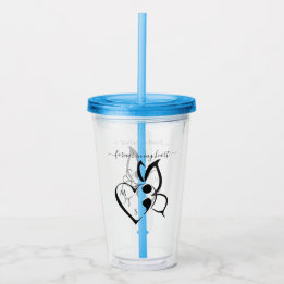 Suicide Awareness Butterfly Semicolon Heart Acrylic Tumbler
