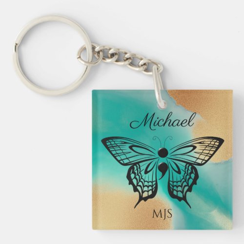 Suicide Awareness Butterfly Semicolon Name Initial Keychain