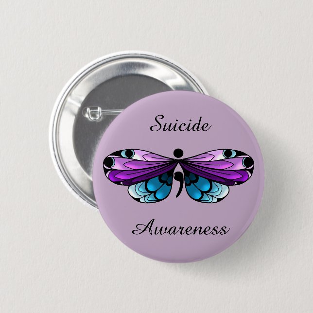 Suicide Awareness Butterfly Semicolon Pin (Front & Back)