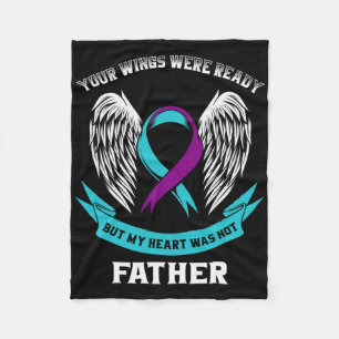 Suicide Awareness Dad Teal And Purple Ribbon Loss Fleece Blanket