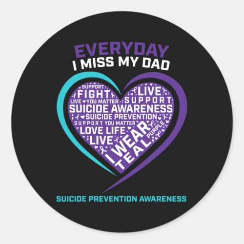 Suicide Awareness Dad Women Men Suicide Prevention Classic Round Sticker