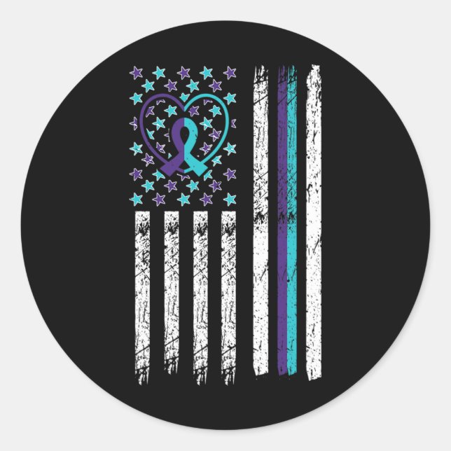 Suicide Awareness Flag Anxiety Mental Health Thera Classic Round Sticker (Front)