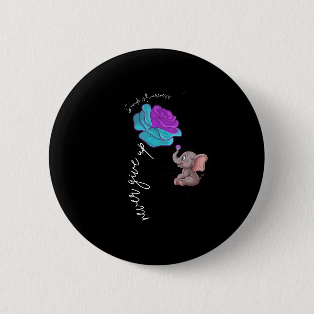 Suicide Awareness Flower Elephant Ribbon Graphic  Button (Front)