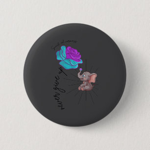 Suicide Awareness Flower Elephant Ribbon Graphic  Button