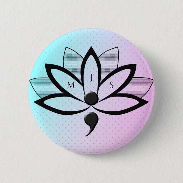 Suicide Awareness Flower Semicolon Initials Button (Front)