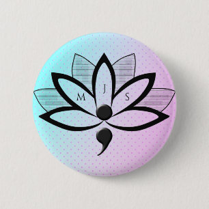 Suicide Awareness Flower Semicolon Initials Button