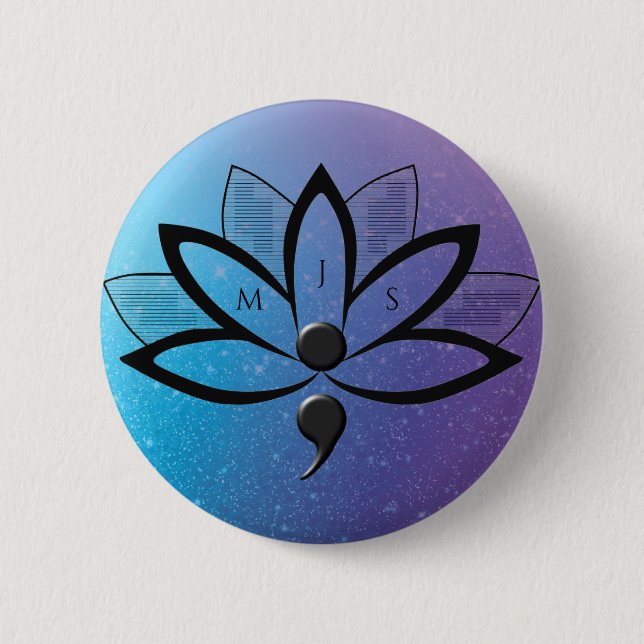 Suicide Awareness Flower Semicolon Initials Button (Front)