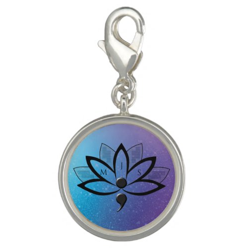 Suicide Awareness Flower Semicolon Initials Locket Charm