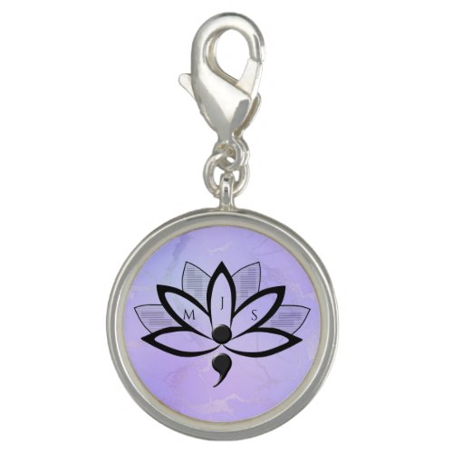 Suicide Awareness Flower Semicolon Initials Locket Charm