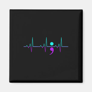 Suicide Awareness Heartbeat Happy Ribbon Support G Magnet