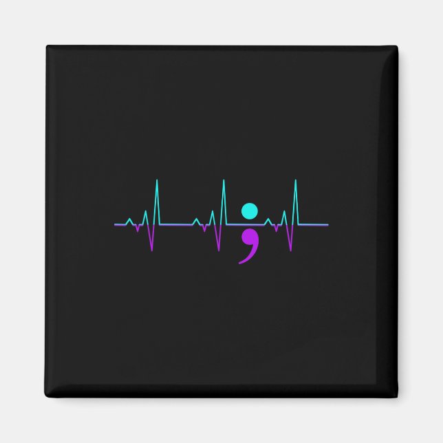 Suicide Awareness Heartbeat Happy Ribbon Support G Magnet (Front)