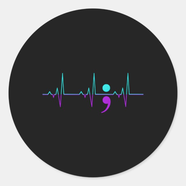 Suicide Awareness Hebeat Happy Ribbon Support Classic Round Sticker (Front)