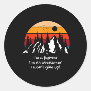 Suicide Awareness I Am A Fighter Retro Sunset Depr Classic Round Sticker