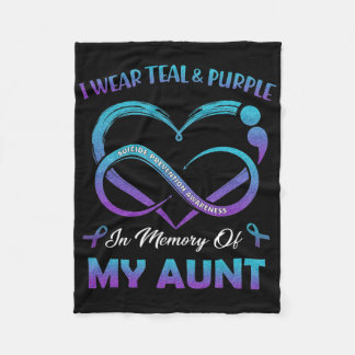 Suicide Awareness I Wear Teal And Purple In Memory Fleece Blanket