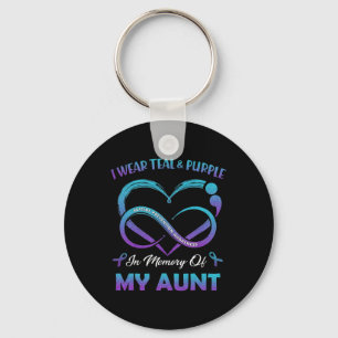 Suicide Awareness I Wear Teal And Purple In Memory Keychain