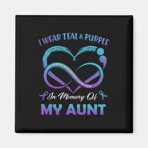 Suicide Awareness I Wear Teal And Purple In Memory Magnet