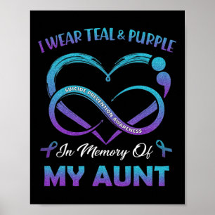 Suicide Awareness I Wear Teal And Purple In Memory Poster