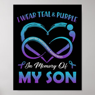 Suicide Awareness I Wear Teal And Purple In Memory Poster