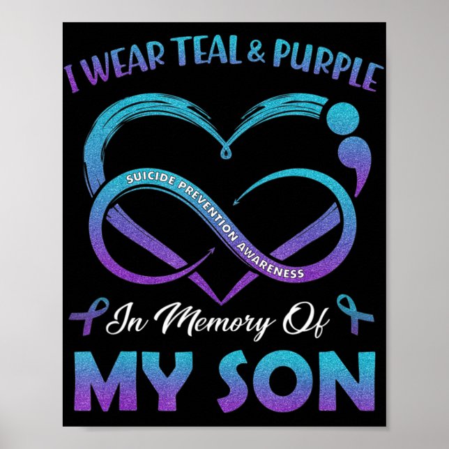 Suicide Awareness I Wear Teal and Purple In Memory Poster (Front)