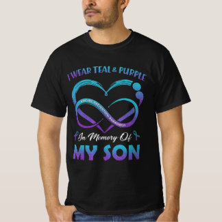 Suicide Awareness I Wear Teal and Purple In Memory T-Shirt