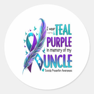 Suicide Awareness I Wear Teal Purple In Memory Of Classic Round Sticker