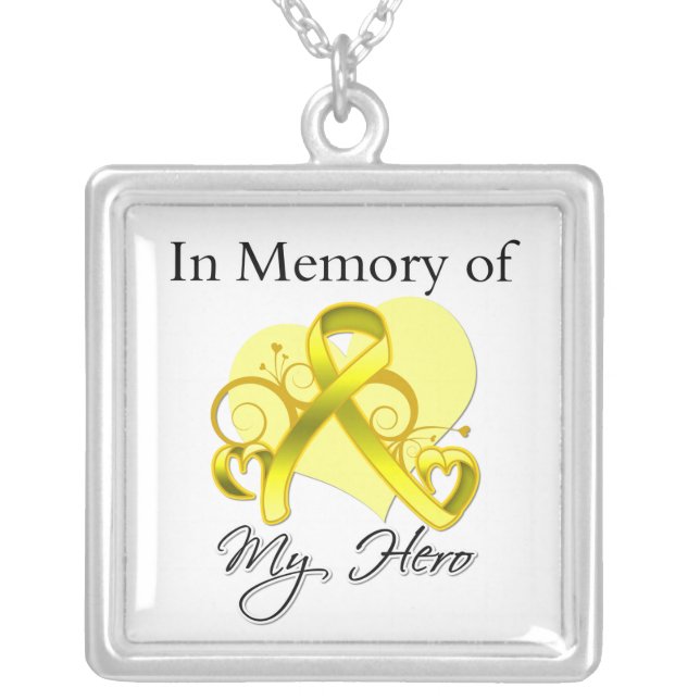 Suicide Awareness - In Memory of My Hero Silver Plated Necklace (Front)