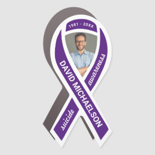 Suicide Awareness Memorial Photo Purple Ribbon Car Magnet