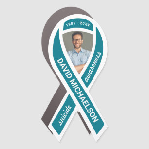 Suicide Awareness Memorial Photo Teal Ribbon Car Magnet