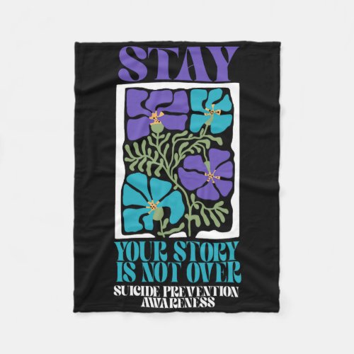 Suicide Awareness Mental Health Teal Purple Stay  Fleece Blanket
