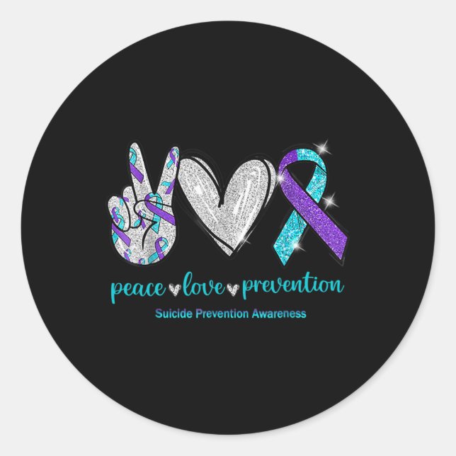 Suicide Awareness Peace Love Prevention 1  Classic Round Sticker (Front)