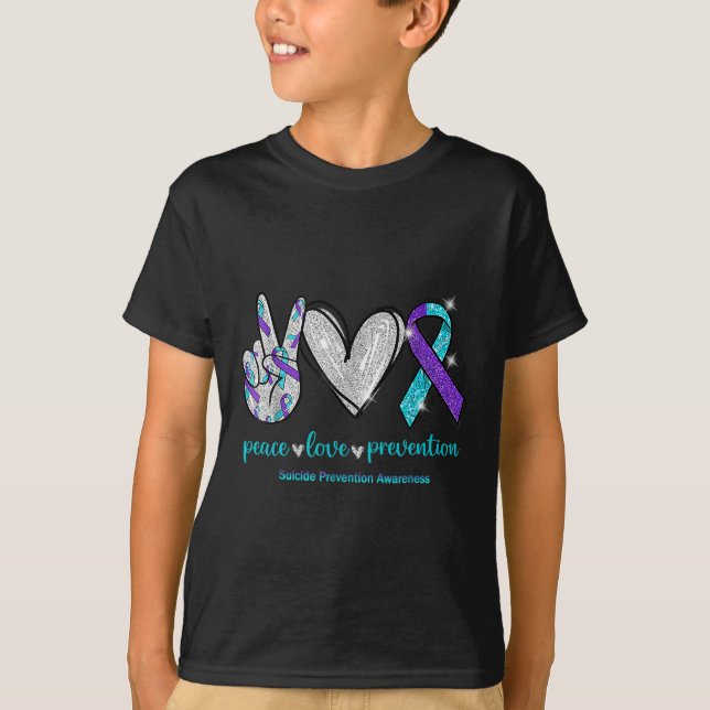 Suicide Awareness Peace Love Prevention 1  T-Shirt (Front)
