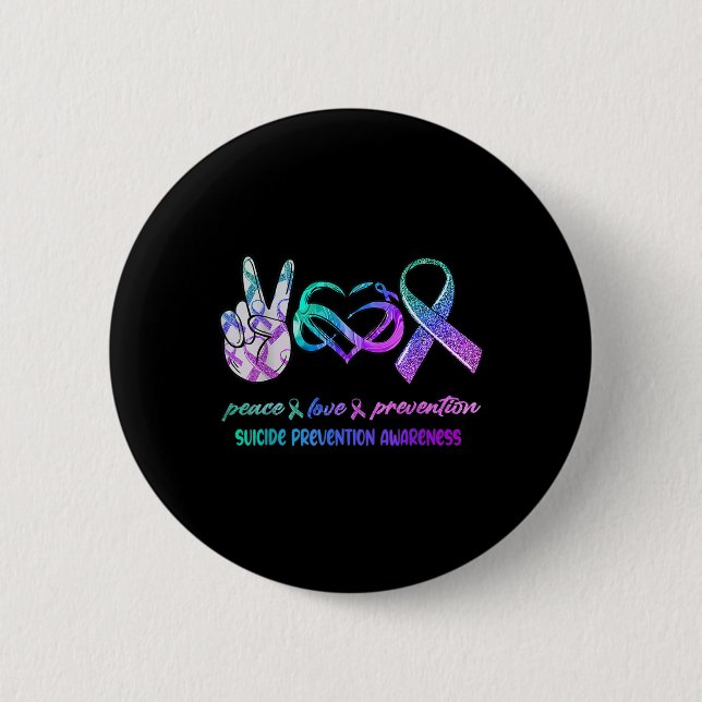 Suicide Awareness  Peace Love Prevention  Button (Front)