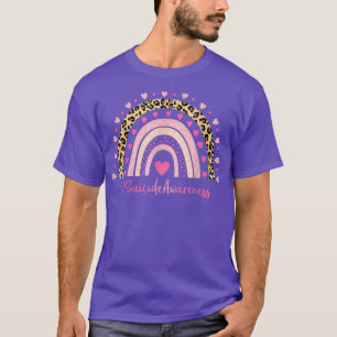 Suicide Awareness Pink Heart Leopard Rainbow Suici T-Shirt