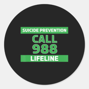 Suicide Awareness - Prevention Lifeline 988   Classic Round Sticker