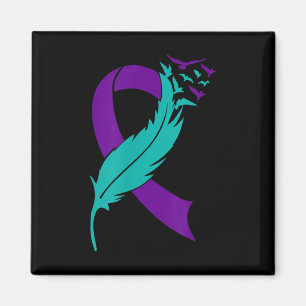 Suicide Awareness Prevention Purple Teal Ribbon  Magnet