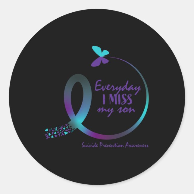 Suicide Awareness Prevention Son Loving Memory But Classic Round Sticker (Front)