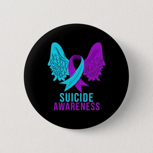 Suicide Awareness Ribbon Mental Health Depression  Button (Front)