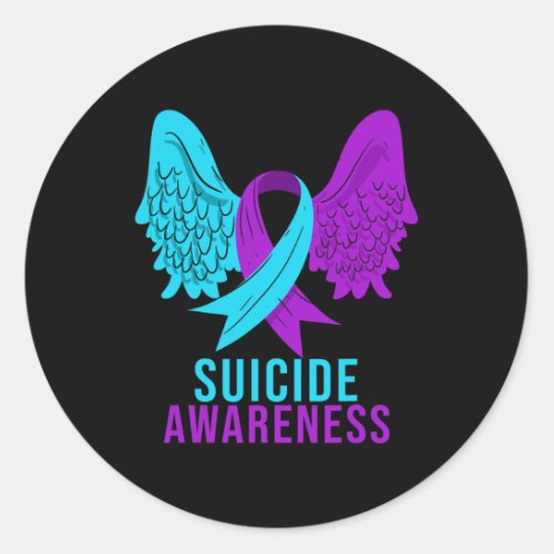 Suicide Awareness Ribbon Mental Health Depression  Classic Round Sticker