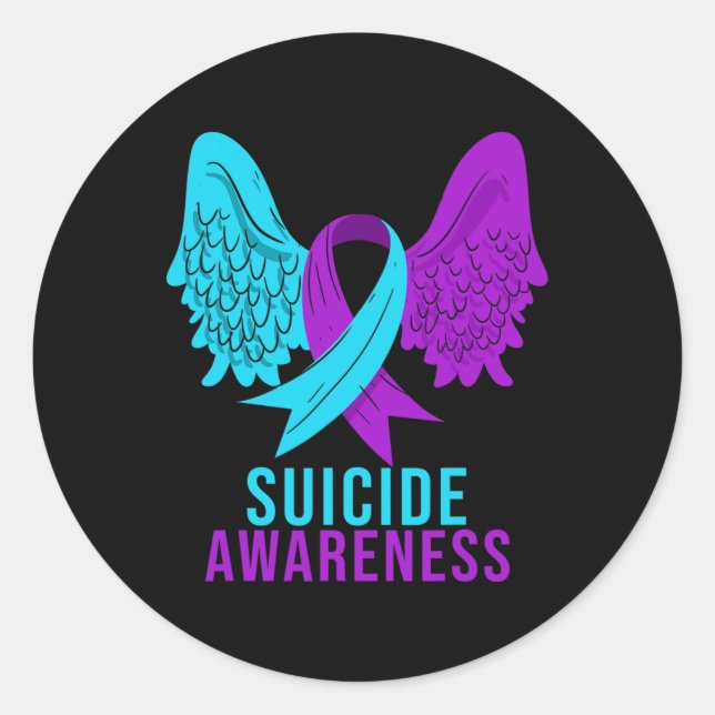 Suicide Awareness Ribbon Mental Health Depression  Classic Round Sticker (Front)