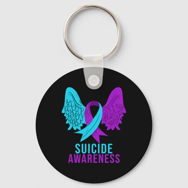 Suicide Awareness Ribbon Mental Health Depression  Keychain (Front)