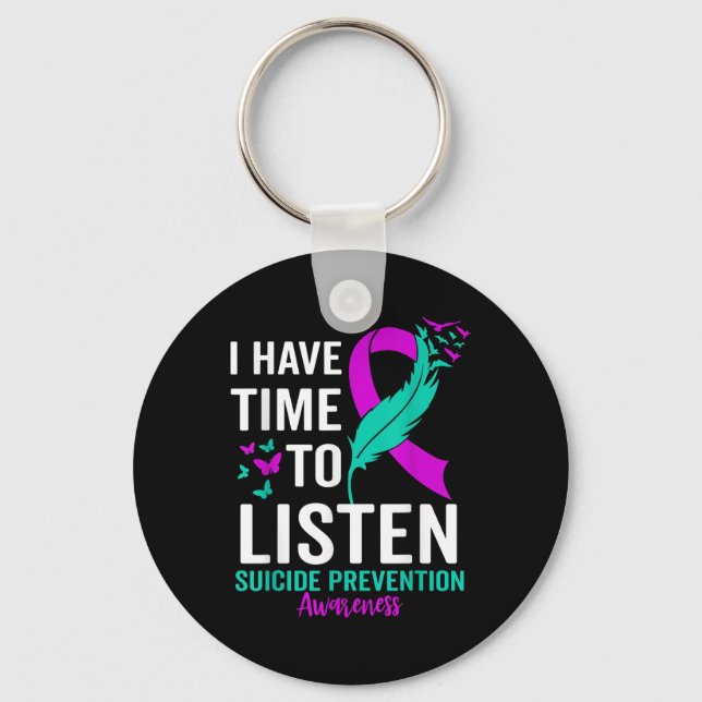 Suicide Awareness Ribbon Mental Health Suicide Keychain (Front)